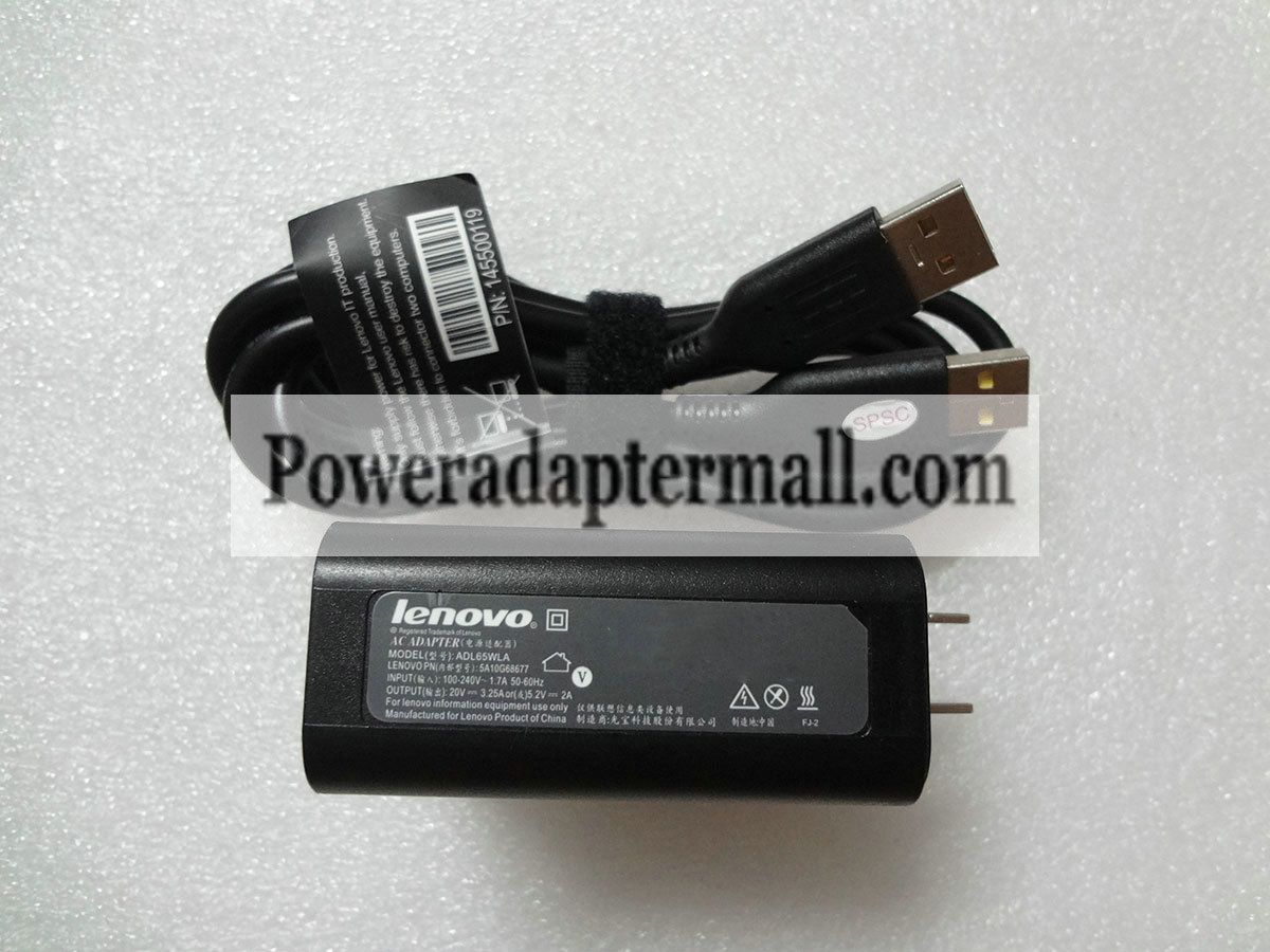 65W Lenovo ADL65WCF 5A10J40292 AC Adapter Charger USB Cable - Click Image to Close